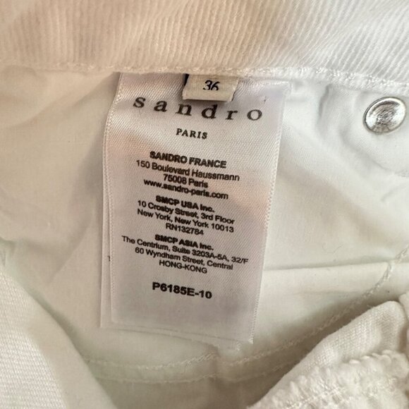 Sandro Mid-Rise Straight Leg Distressed Denim Jeans White Women's Size Medium 8 - Picture 8 of 9